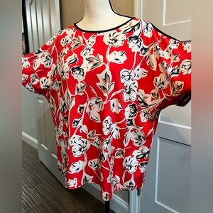 Ivanka Trump Red Floral Blouse